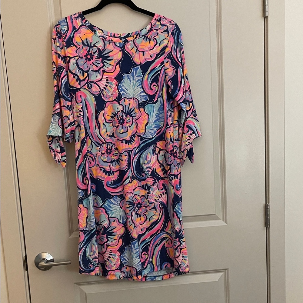 Lilly Pulitzer Vibrant Floral Mini Dress - Pink and Blue